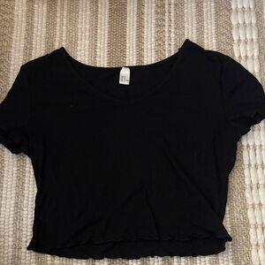 Black V-Neck Crop Top